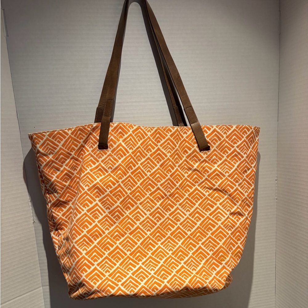 Orange Patterned Tote Bag by pottery barn